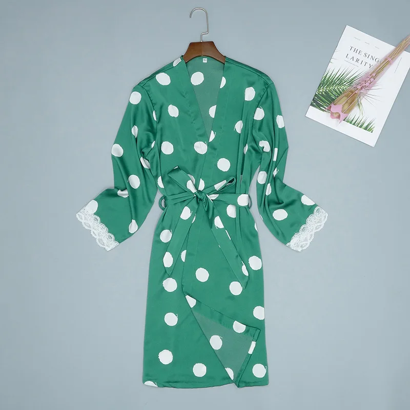 Темно-синий женский летний халат Дамский кимоно ночная рубашка пижама Mujer M-XL |