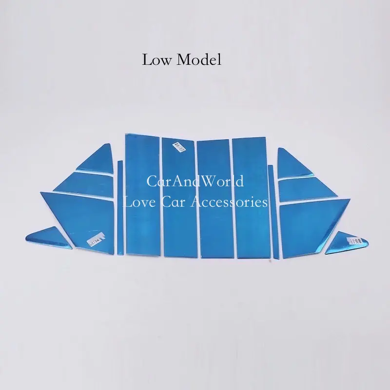 01 Low Model 14pcs Высококачественные дверные оконные наличники из нержавеющей стали для Mitsubishi Eclipse Cross аксессуары для стайлинга автомобилей - Цвет: 01 Low Model 14pcs