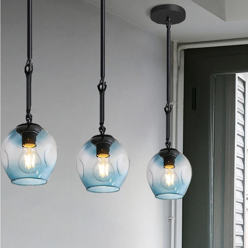 Kitche подвесной светильник градиентный синий стеклянный светильники комната