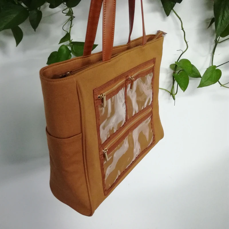 Коричневая парусиновая ПВХ сумка для показа оптовая продажа заготовок