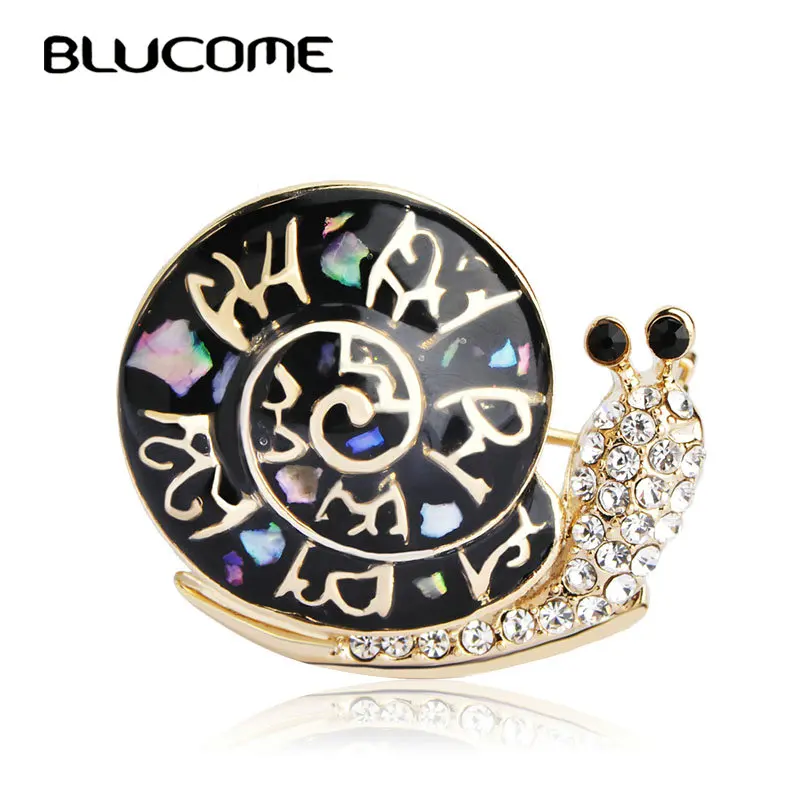 

Blucome Fashion Abalone Shell Snails Brooch Christmas Gifts Black Insect Brooches Women Accessories Pins Stainless Steel Corsage