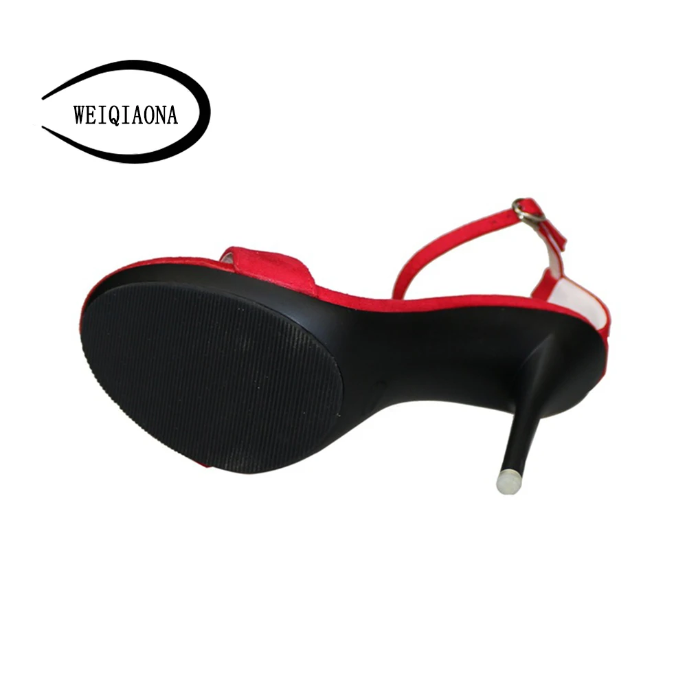 

WEIQIAONA classic style summer women shoes New fashion Candy colors Ankle strap high heel sandals hollow Sexy peep toe Party