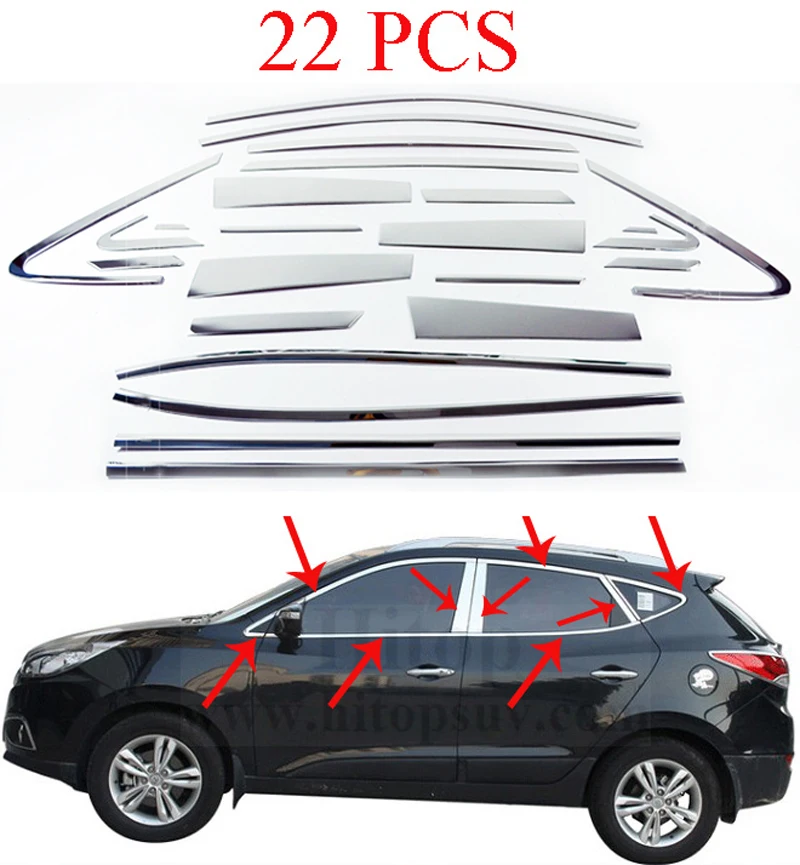 Оконная рама/крышка/отделка/подоконник для hyundai Tucson IX35 2010-, нержавеющая сталь, полное окно, 16 шт или 22 шт, гарантия качества