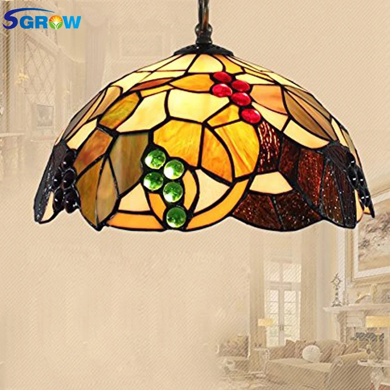 SGROW ручная работа стеклянный абажур Тиффани стиль подвесные светильники для