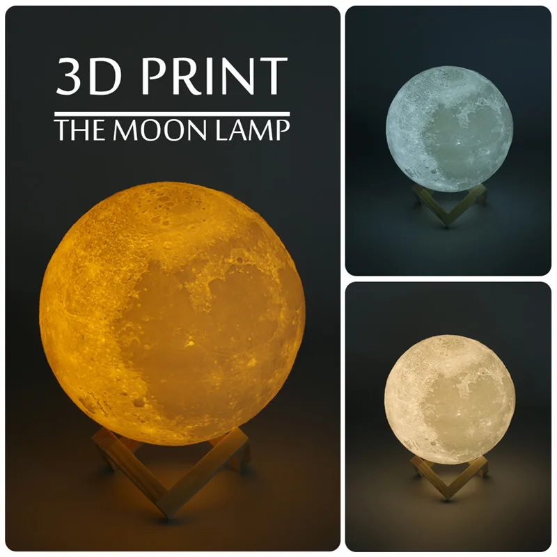 3 Colors change Перезаряжаемые светодиодный ночной Светильник луна лампа 3D печать Луны светильник Луна Спальня домашний декор 2/3/7 цветов изменить сенсорный переключатель подарок на день рождения - Испускаемый цвет: 3 Colors change