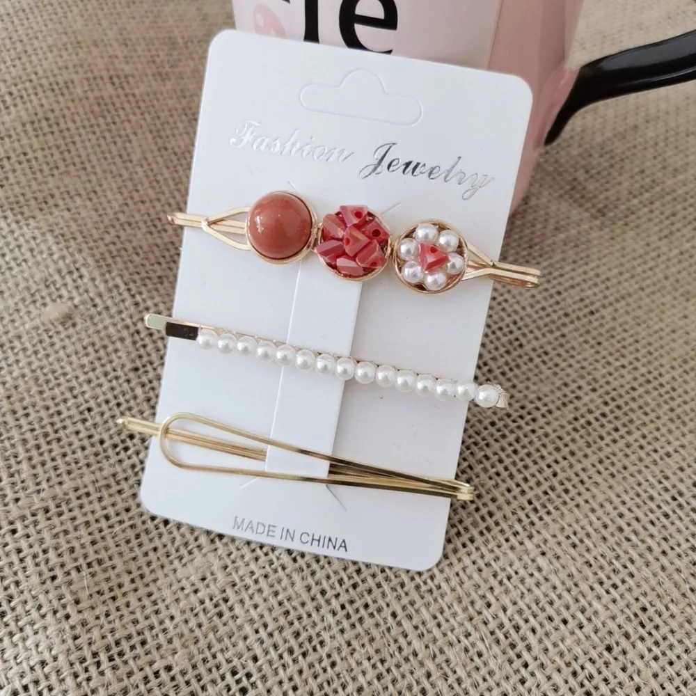 Корейская мода Ulzzang для девушек жемчужные металлические украшения волос наборы