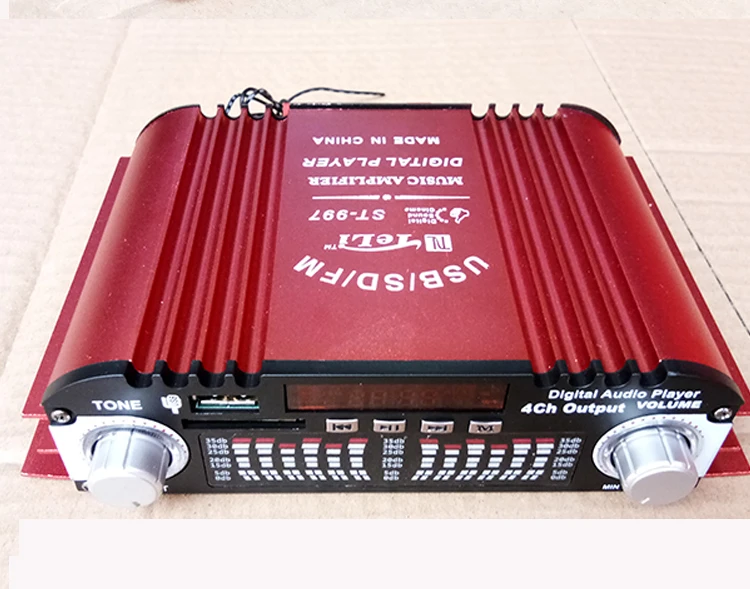 Hi-Fi 2 0 мини усилитель ST-997 Многофункциональный автомобиль/домашний DC12v стерео 4