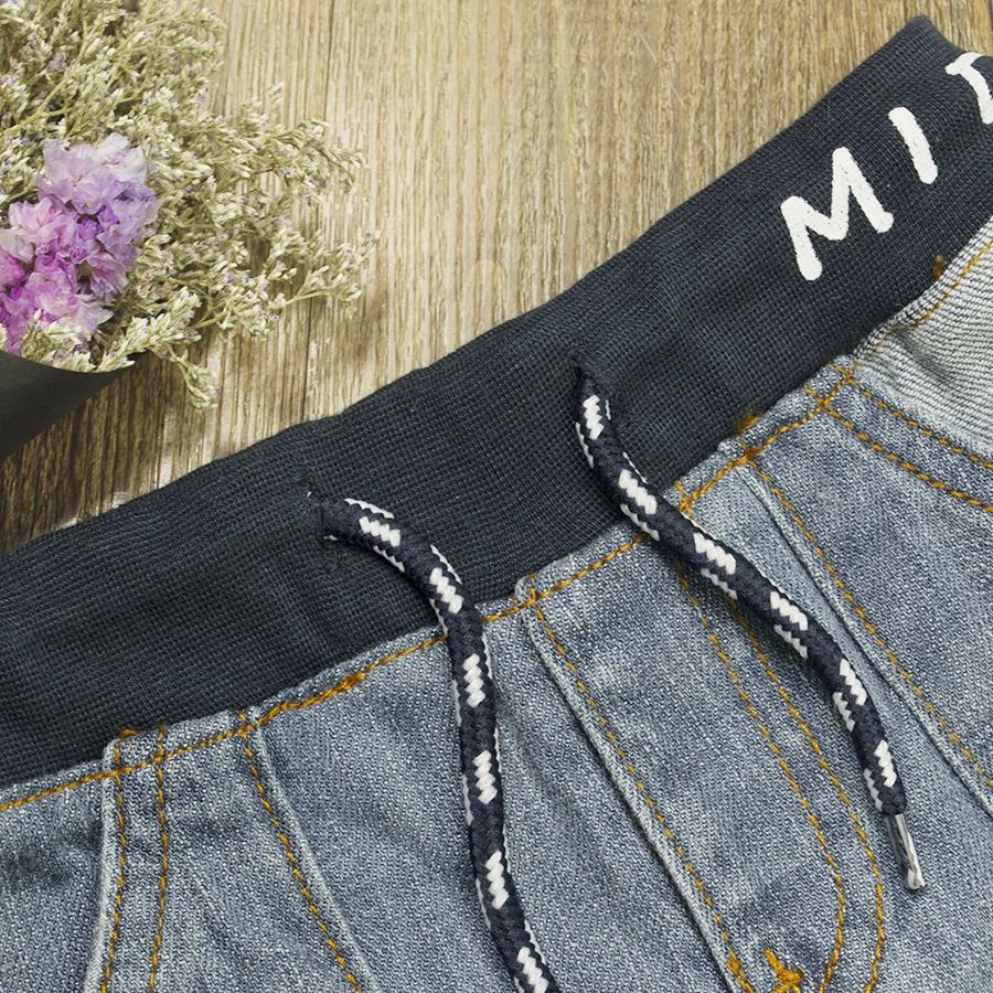 Джинсовые штаны унисекс для малышей шаровары с лоскутками и эластичной резинкой