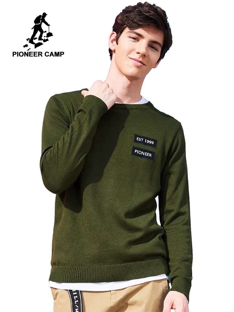 Мужской свитер Pioneer Camp осенний Повседневный пуловер синего и зеленого цвета с