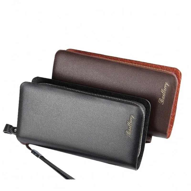 

Men's Wallet Double Zipper Wrist bag Business Clutch Men Casual Black Long purses phone credit card Male Wallet