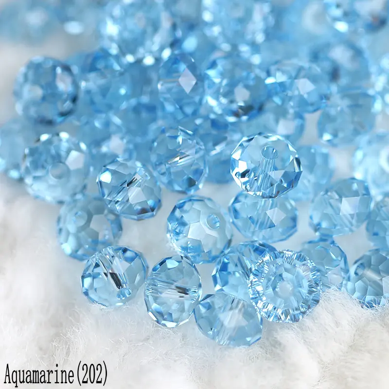 Aquamarine(202) 10 шт. 6 мм супер блестящие 5040 Австрийские хрустальные бусины Рондель граненые бусины стеклянные свободные бусины для самостоя - Цвет: Aquamarine(202)
