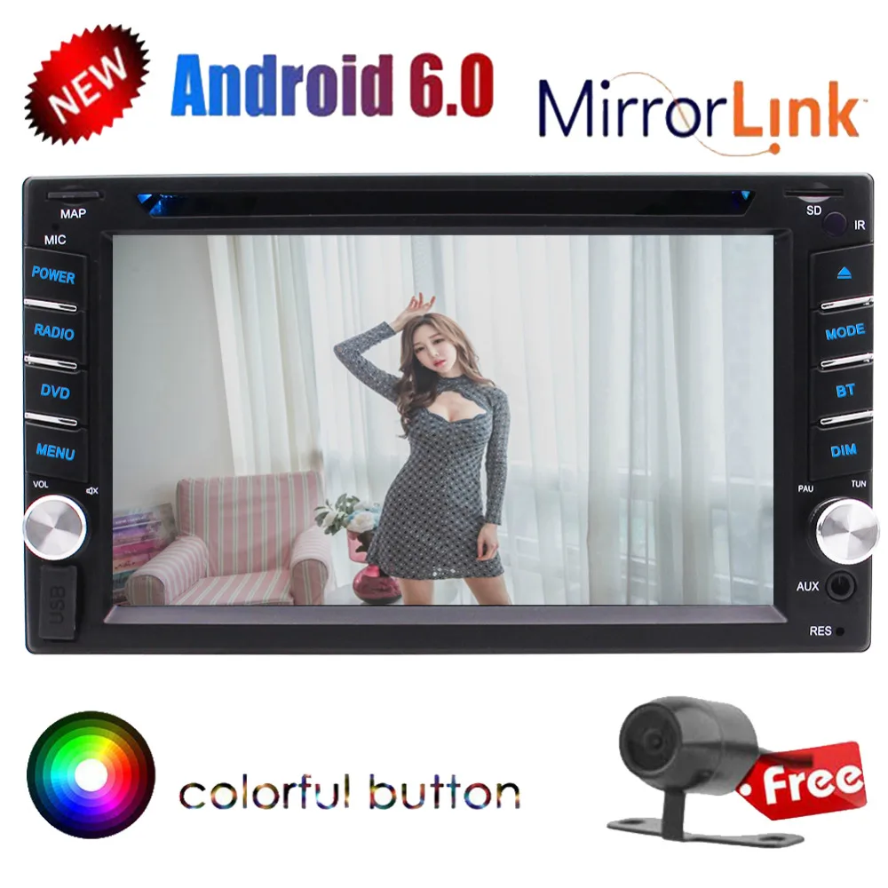 Android 6 0 Автомобильный DVD CD плеер 2 ''емкостный сенсорный экран в тире двойной Din