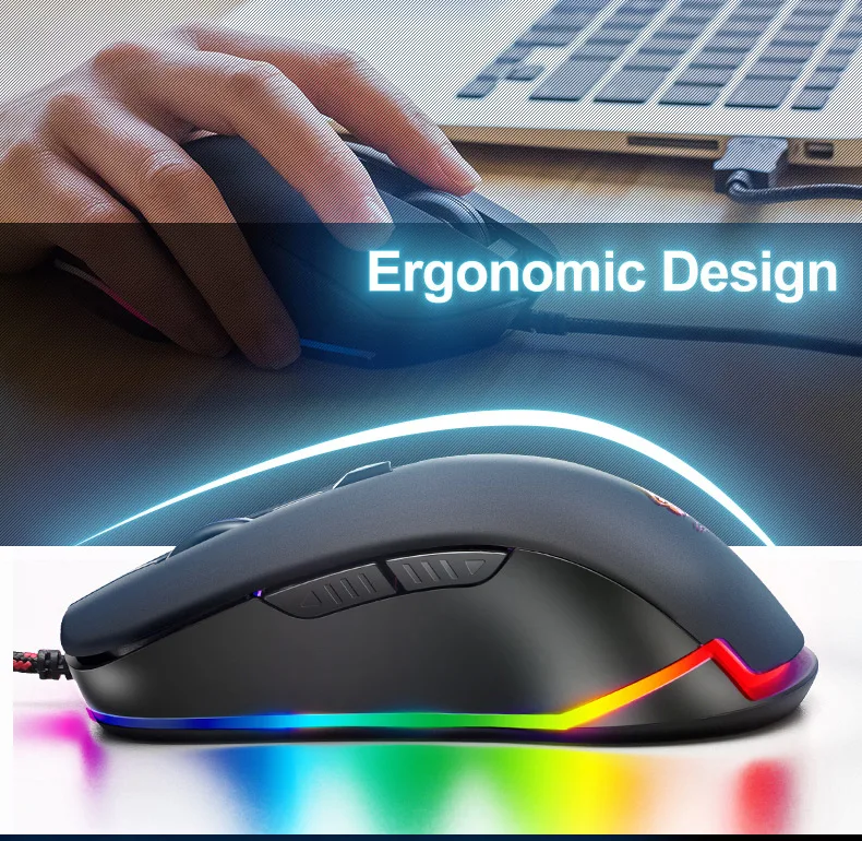 V6 проводной RGB светодиодный с подсветкой USB Эргономичный 2400 dpi+ 6 кнопок оптическая мини игровая мышь геймерские мыши для настольного ПК ноутбука компьютера