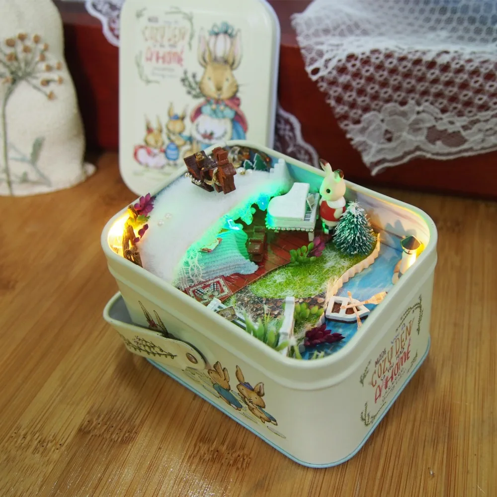 Железная коробка 3D деревянная DIY коробка ручной работы театральный кукольный домик миниатюрная коробка милый мини кукольный дом сборные наборы подарочные игрушки