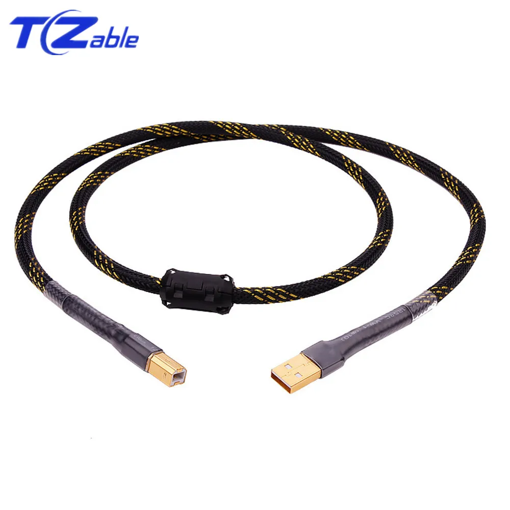 Gold Black Usb-кабель для принтера type A To type B Male To Male High Fidelity USB B Кабель Экранирование USB удлинитель звуковая карта DAC Line - Цвет: Gold Black