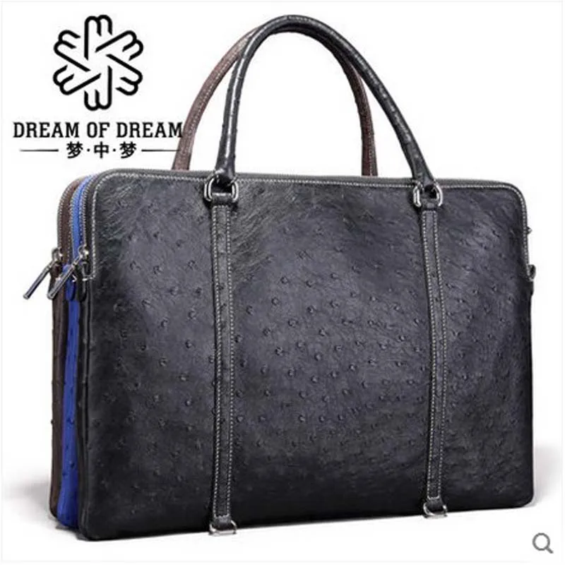 

\ mengzhongmeng ostrich leather Man briefcase man ostrich leather men bag ostrich leather handbag man
