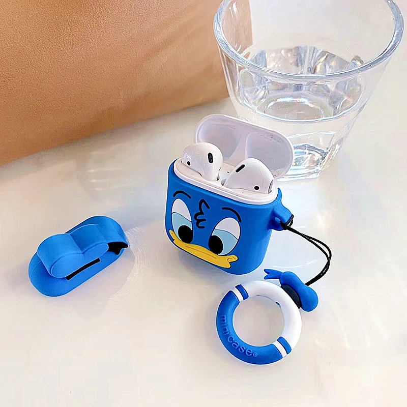 Силиконовый чехол для наушников с мультяшным рисунком Apple AirPods беспроводной