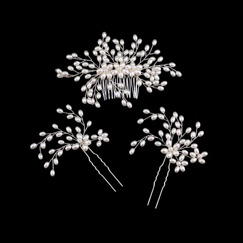 FORSEVEN барокко Имитация Жемчуга Заколка для волос с кристаллами расчески