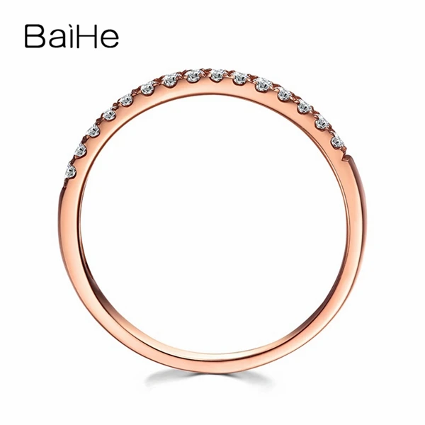 BAIHE Твердые 10 к розовое золото(AU417) SI/H Круглый полный огранки натуральные Алмазы обручальные свадебные ювелирные изделия модный подарок кольцо