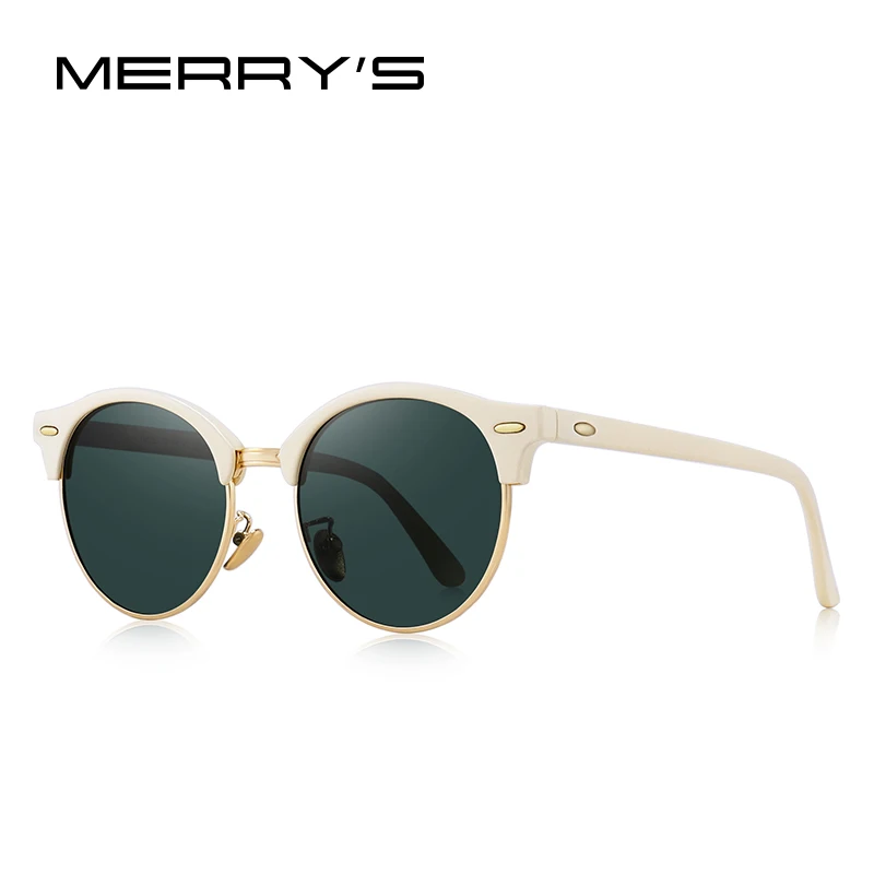 C06 Beige MERRYS DESIGN Men Women Classic Retro Rivet Polarized Sunglasses Unisex Glasses Fashion Male Eyewear UV400 Protection S8054N - Lenses Color: C06 Beige