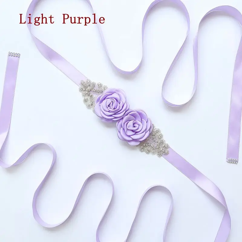 Light Purple Свадебный пояс со стразами большой цветок Пояс аксессуары много цветов свадебные ленты Пояски для свадебного платья вечерние платья ремень - Цвет: Light Purple