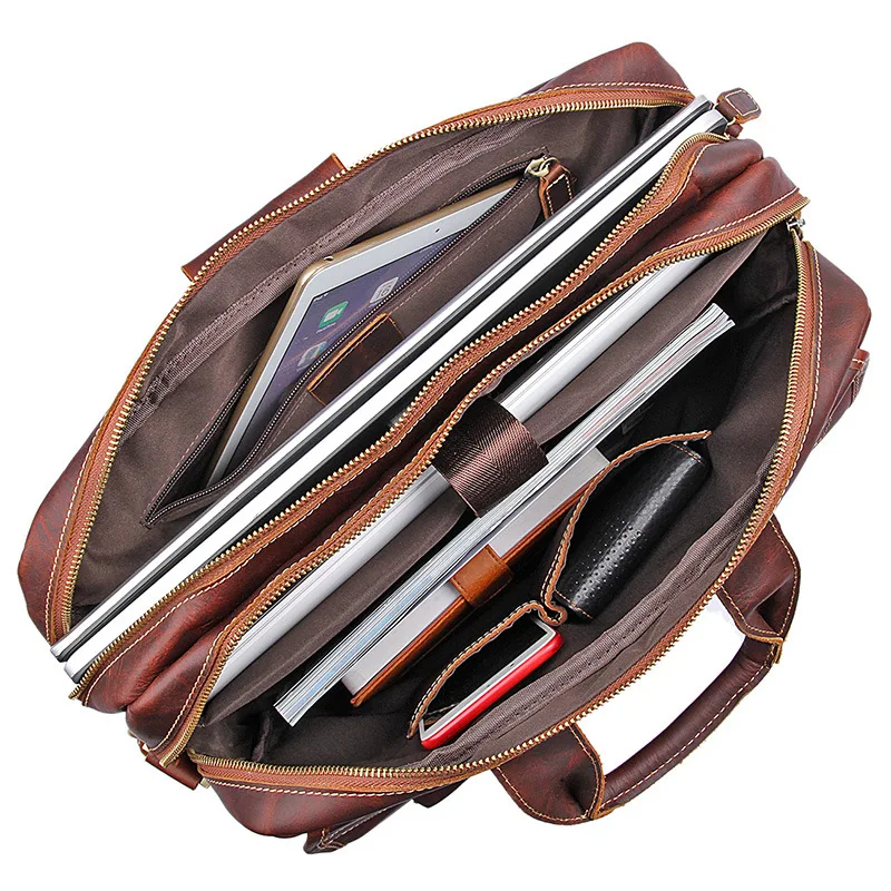 Мужской винтажный портфель из 100% натуральной воловьей кожи сумка через плечо для