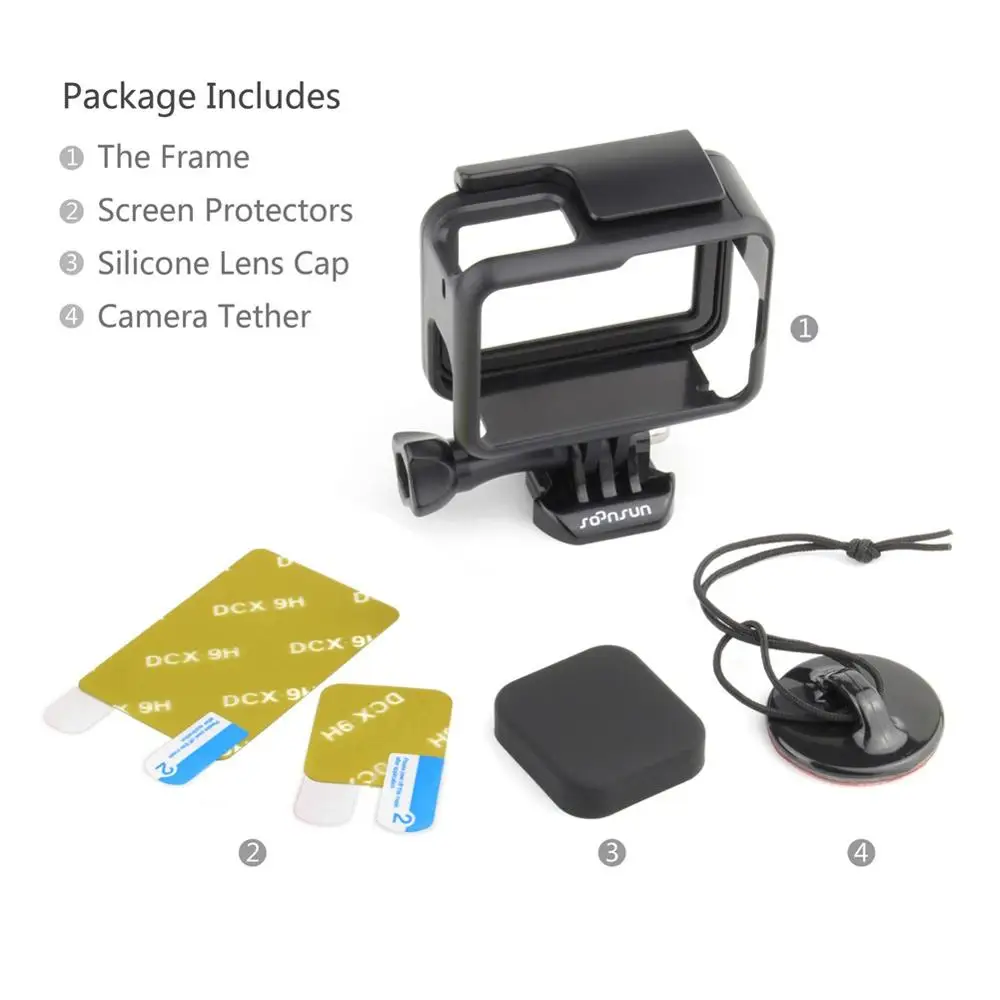 SOONSUN стандартная рамка крепление защитный корпус чехол для GoPro Hero 5 6 7 черный Экшн-камера Go Pro Аксессуары