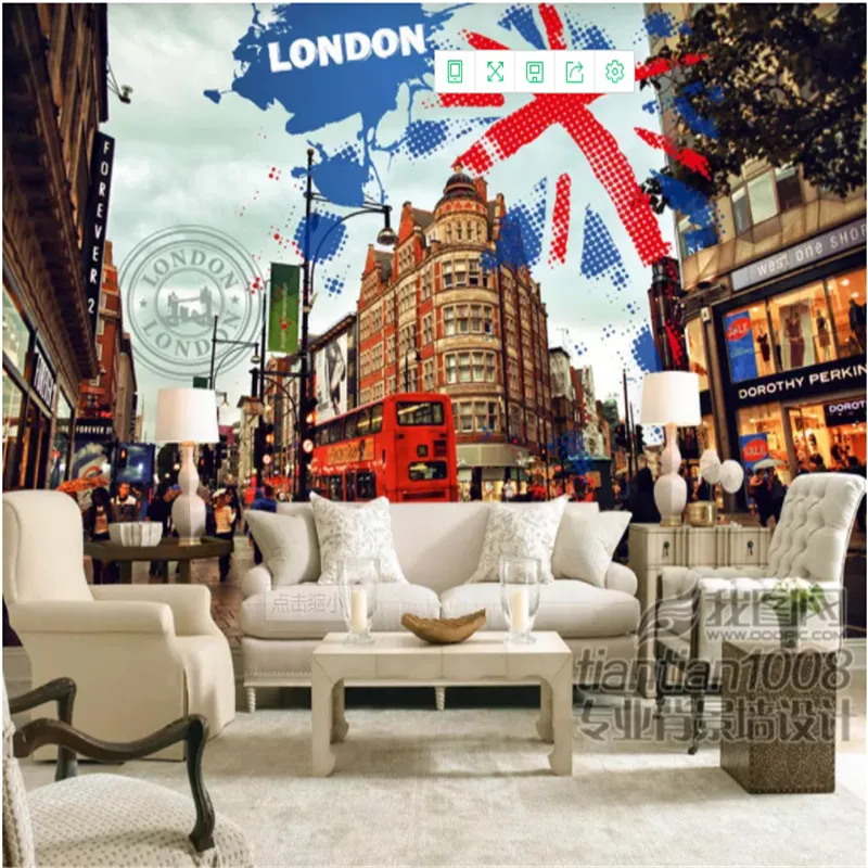 На заказ Настенные обои 3D Великобритании London street обои с пейзажной тематикой кафе ресторан гостиная обои для стен
