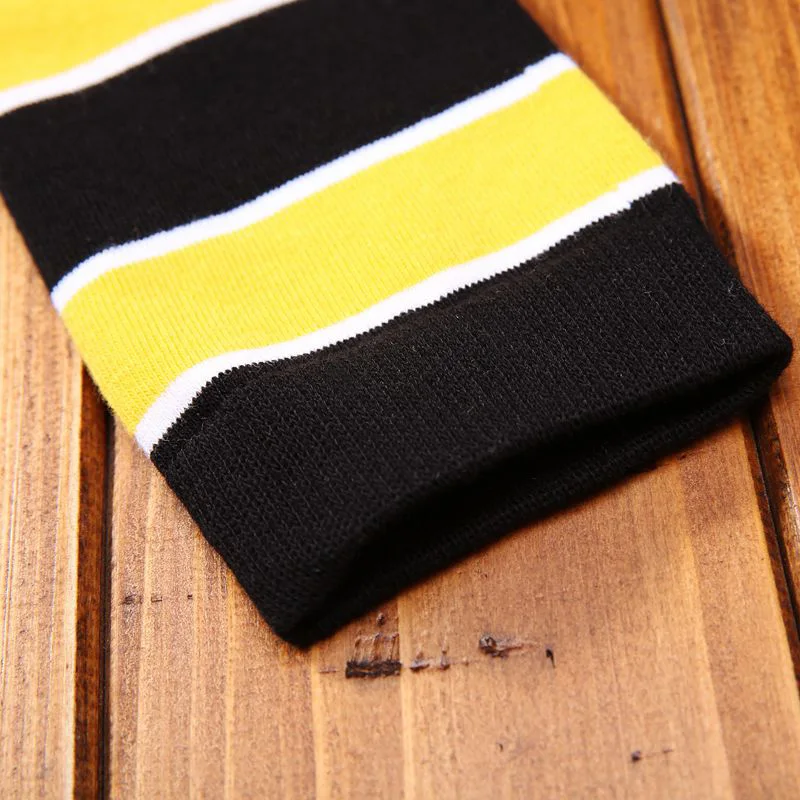 Новые женские девочек студенческие чулки высокого качества хлопка черный желтый