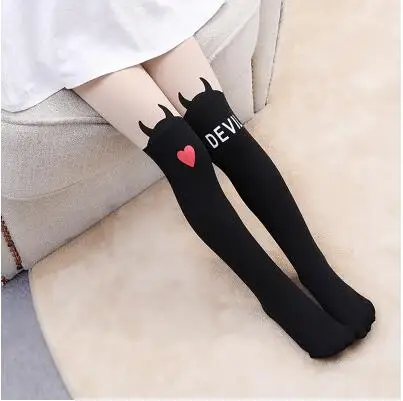 girl Tights 1 Осенне-весенние колготки для девочек от 2 до 12 лет хлопковые колготки для маленьких девочек и мальчиков, чулки, колготки, брюки с принтом кошки - Цвет: girl Tights 1