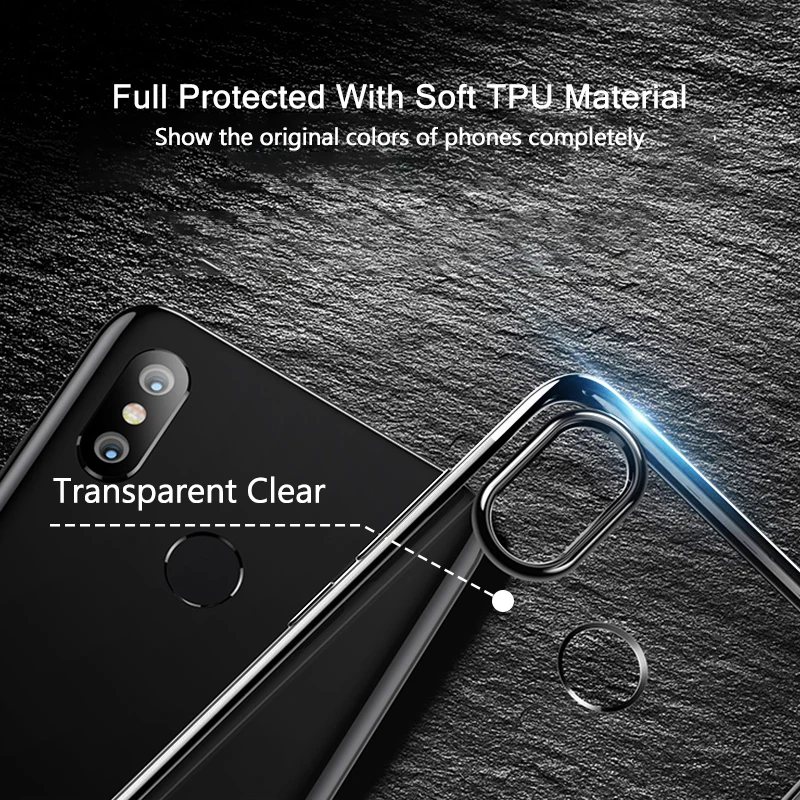 Luxury Case For Xiaomi Redmi Note 6 Pro Silicone Bumper Transparent TPU Silicon Shining Cover |