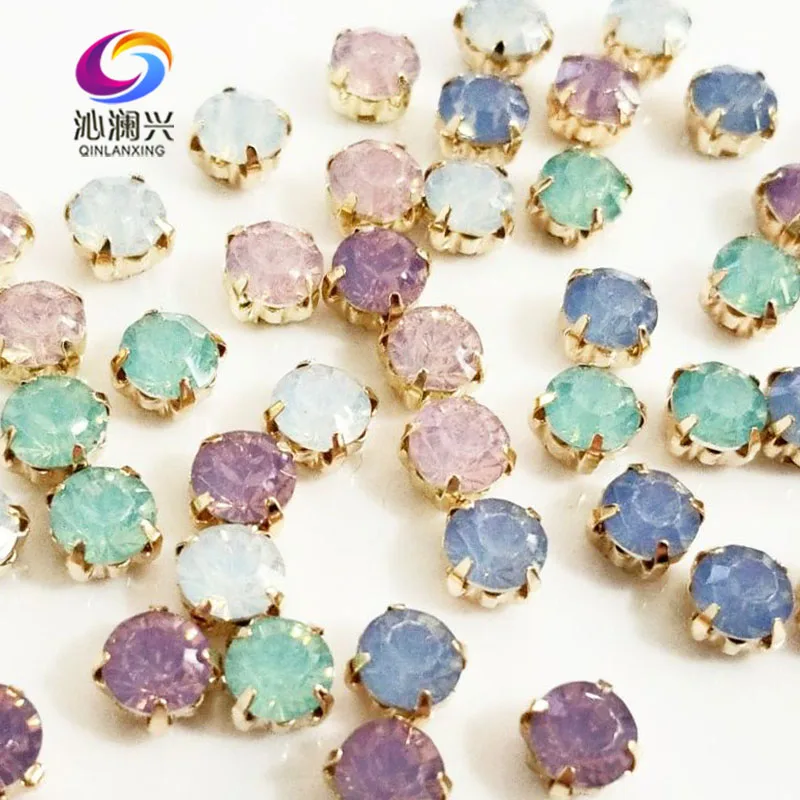 Mix color С фабрики 6 мм 100 шт./упак. Высокая-класс мод круглым пришить коготь стразы, Золотая основа для ювелирных украшений сделай-сам ювелирных аксессуаров - Цвет: Mix color