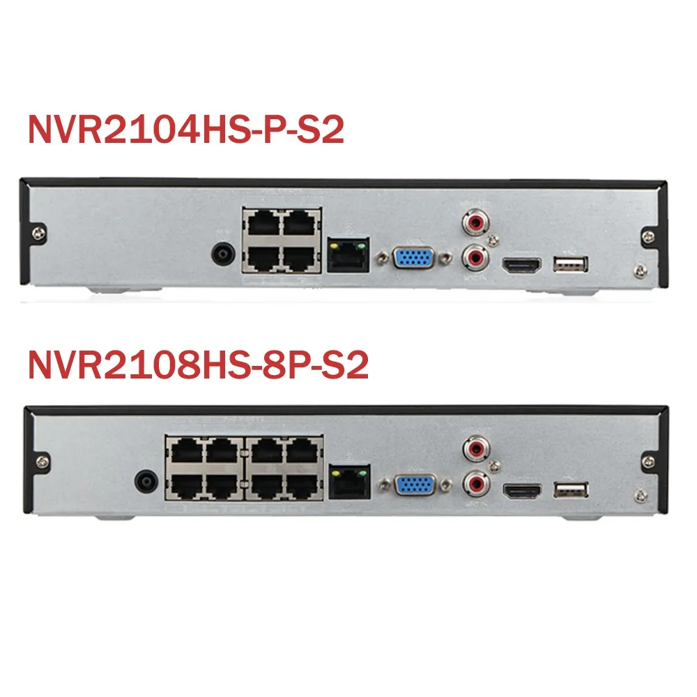 Оригинальный NVR2104HS P S2 4/8 NVR2108HS 8P канала POE NVR 1U сети видео регистраторы Full HD 6MP