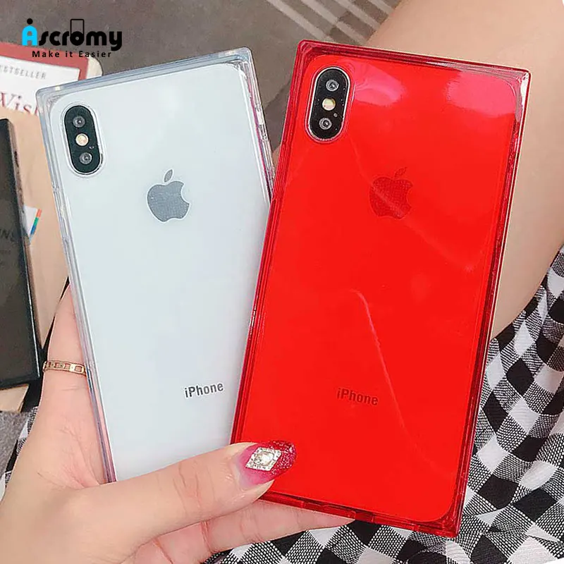 Чехол Ascromy для iPhone XS квадратный Роскошный прозрачный силиконовый чехол из ТПУ X 7