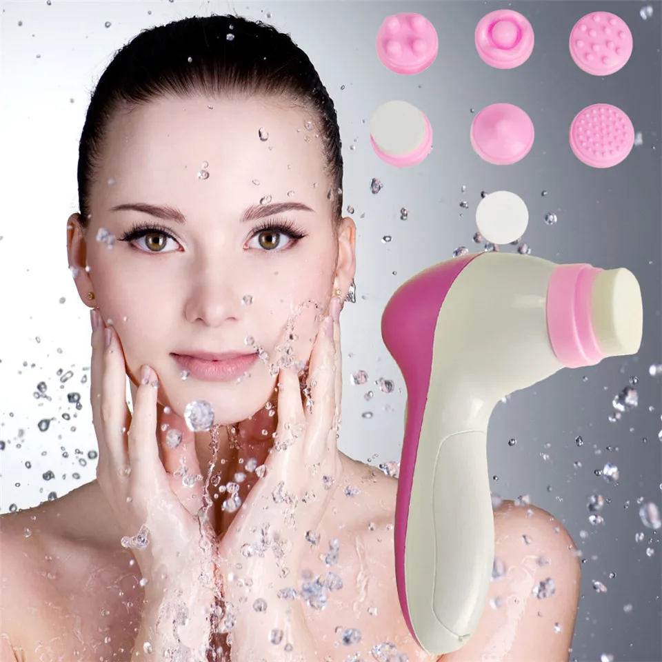 5 в 1 Электрический очиститель для лица кисть ухода за кожей Массажер скруббер спа