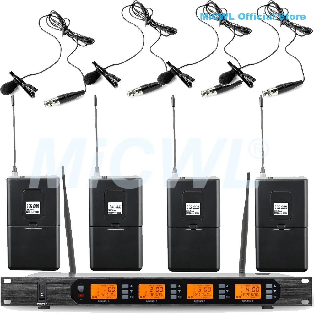 4 Lavalier Pro UHF Беспроводная микрофонная система EW500 G4 965 караоке портативная беспроводная гарнитура петличный микрофон MiCWL 4 микрофона - Цвет: 4 Lavalier