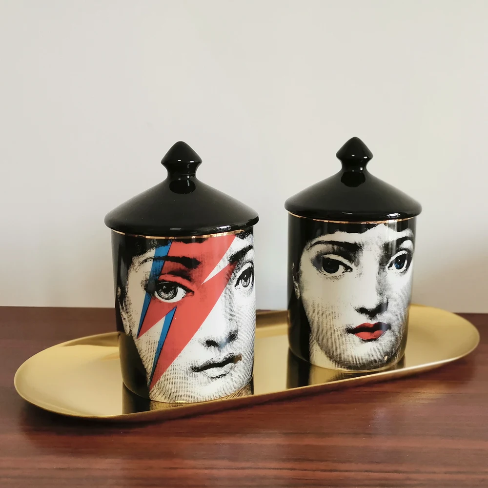 Классический подсвечник Fornasetti с черной крышкой керамический контейнер для хранения художественный подсвечник ретро корзины ручной работы для хранения баночек домашний декор