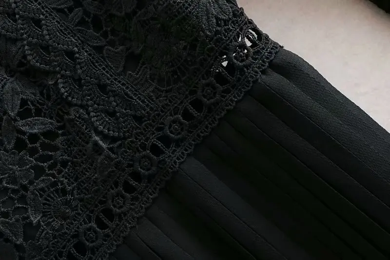Women popular CC80-9061 European and American fashion small plait lace patchwork dress