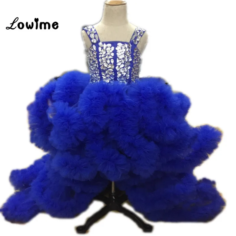 

Royal Blue Ball Gown Flower Girl Dresses Comunion Puffy Girls Dresses 2018 Communion Dresses Vestido De Daminha Custom Made