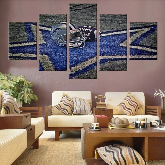 5 Panel Large HD Printed Painting Dallas Cowboys Canvas Sport Print Modern Home Decor Wall Art Pictures For Living Room Framed | Дом и сад