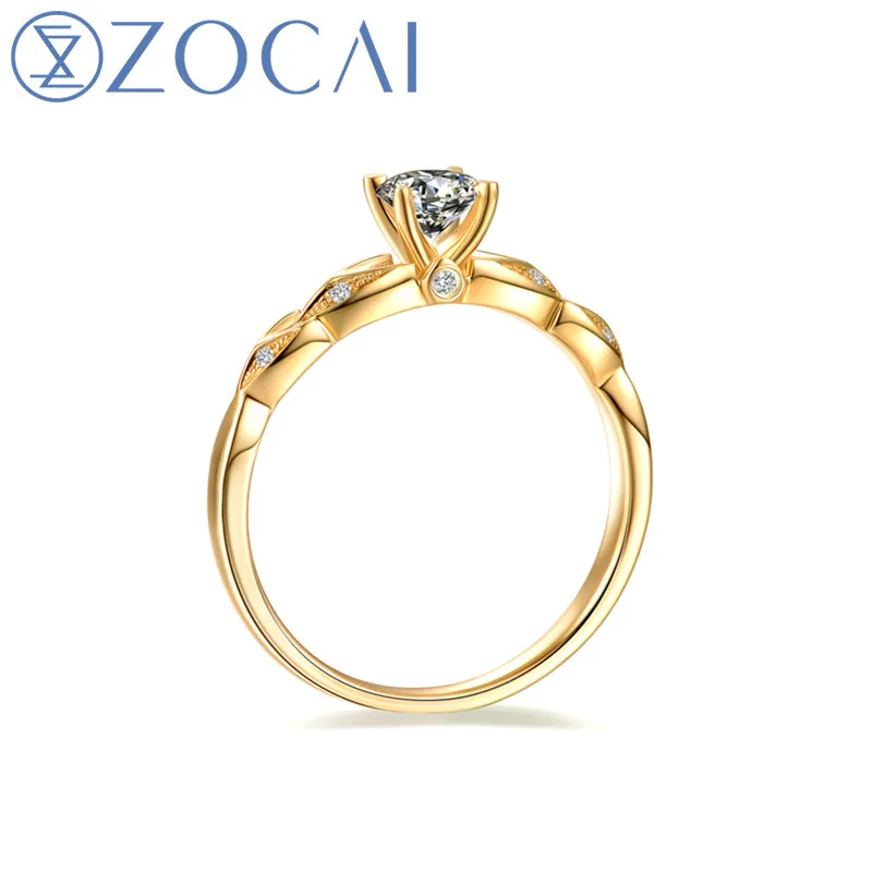 ZOCAI новый дизайн обручальное кольцо 0 3 CT Природный бриллиант F-G/SI 18k желтое золото