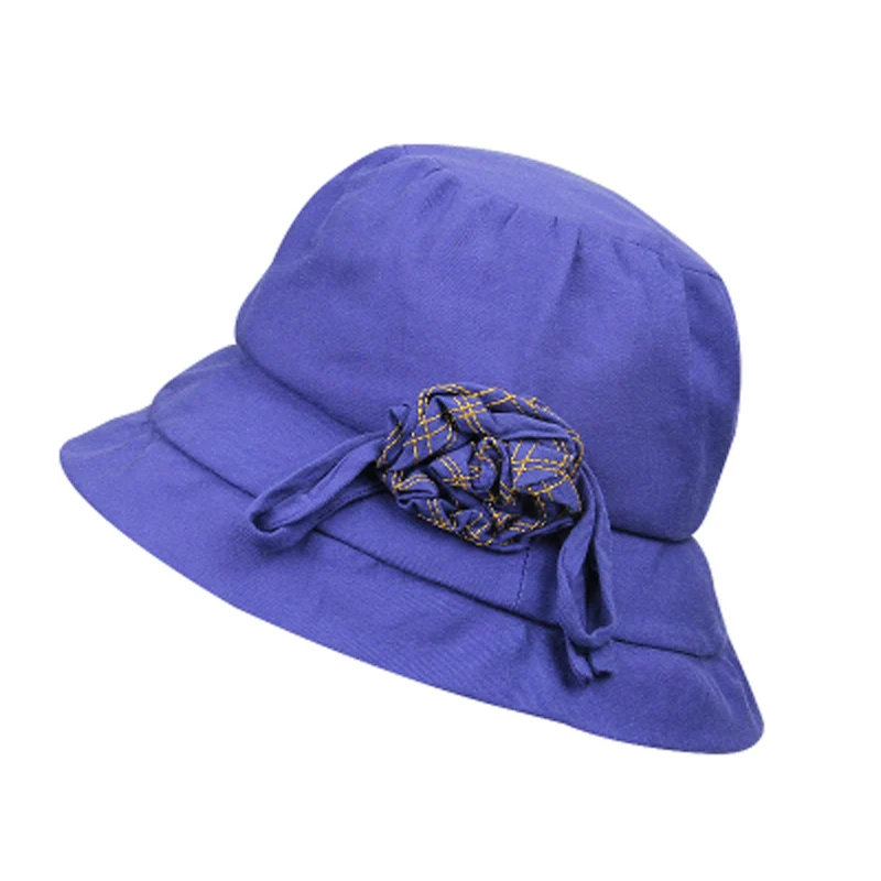 Женская хлопковая пляжная шляпа FS складывающаяся с широкими полями и цветами