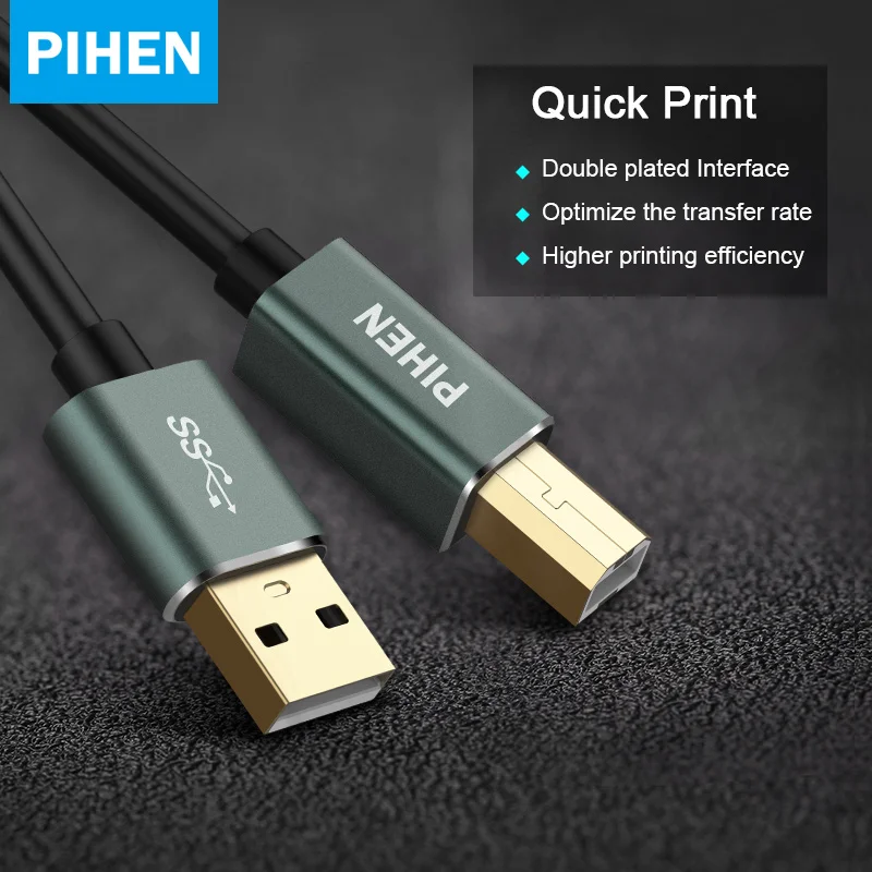 PIHEN USB кабель для принтера Тип B Мужской к мужскому 3 0 2 Canon Epson HP ZJiang принтер