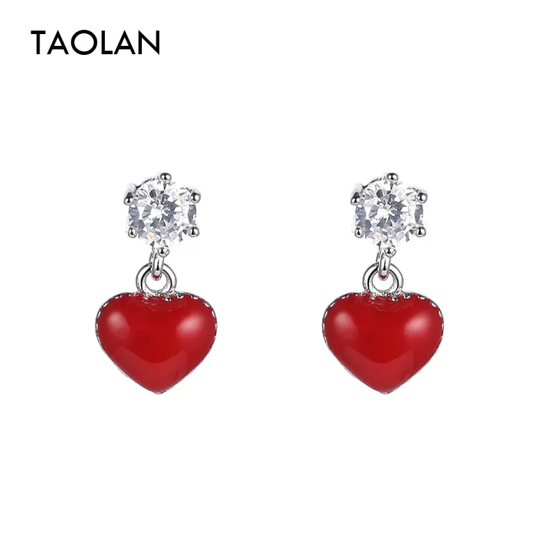 TAOLAN новый сладкий сердце любовь Дизайн Длинные Висячие серьги для Для женщин