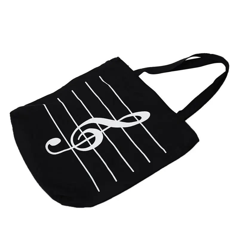 Женская Повседневная Холщовая Сумка с музыкальными нотами черная сумка через