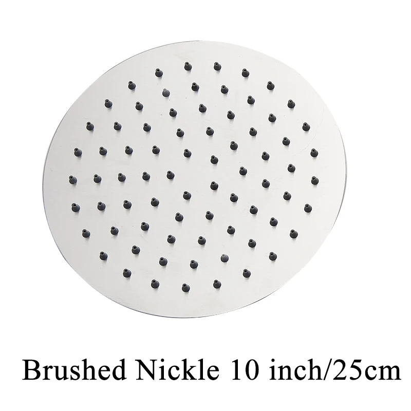 Round Brushed 10inch Uythner Насадки для душа 6/8/10/12 дюймов Роскошные ультратонкие квадратная ливневая Насадки для душа Нержавеющая сталь Chrome Аксессуары для ванной раковины - Цвет: Round Brushed 10inch