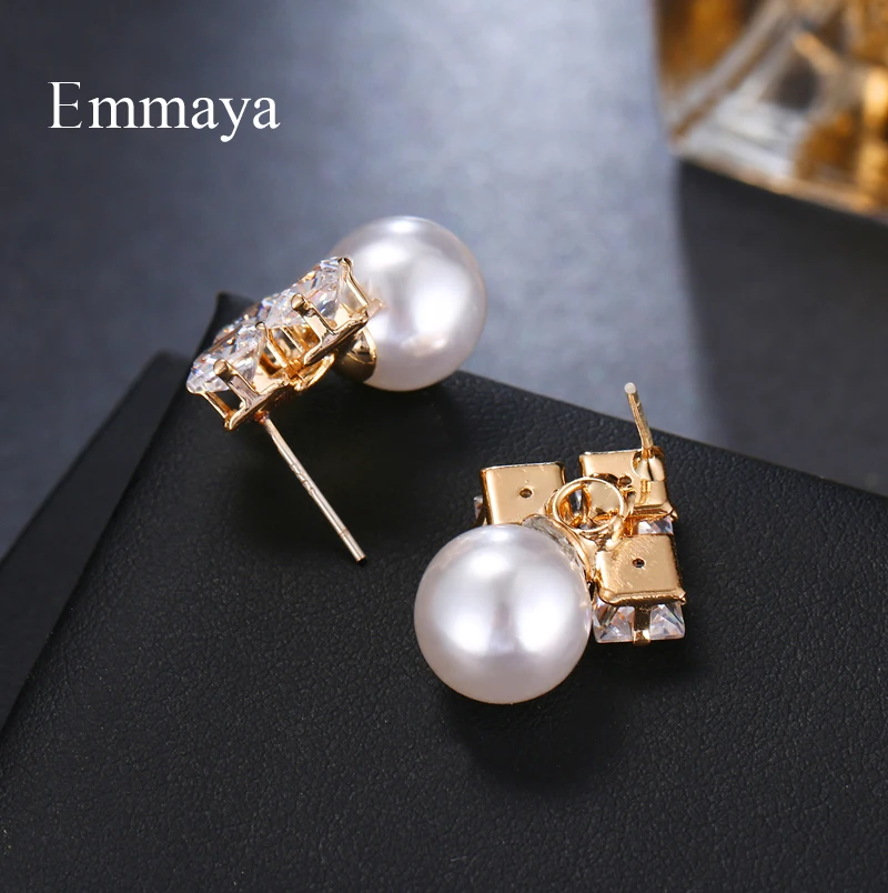 Женские серьги с жемчугом Emmaya роскошные золотого цвета фианитом популярные
