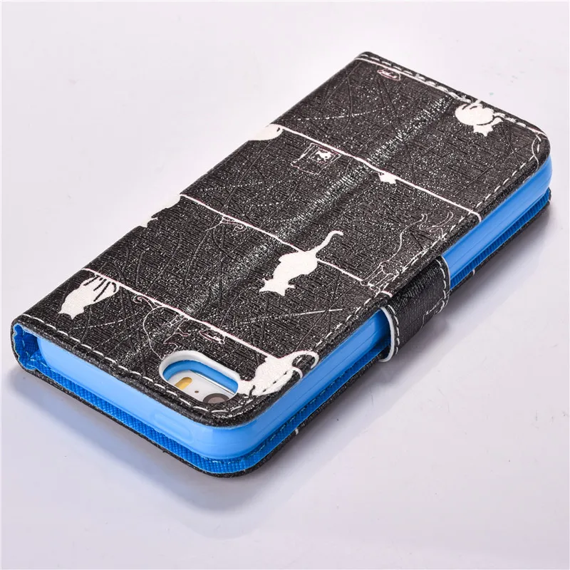 KINBOM симпатичный кошелек чехол для Iphone 5c 5S Se Мультфильм Пейзаж Pattern Shell 6s p Touch 5 6 из