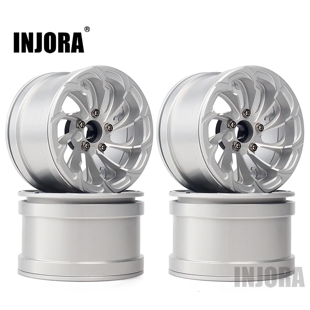 Silver 23SR INJORA 4 шт. алюминиевый сплав 2,2 Beadlock Колесные диски для 1/10 RC Рок Гусеничный осевой SCX10 RR10 90053 90048 Wraith 90045 90018 - Цвет: Silver 23SR