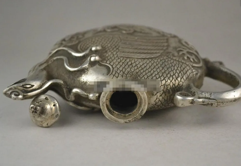 Фарфоровый чайник коллекционный Декор старинный тибетский Серебряный